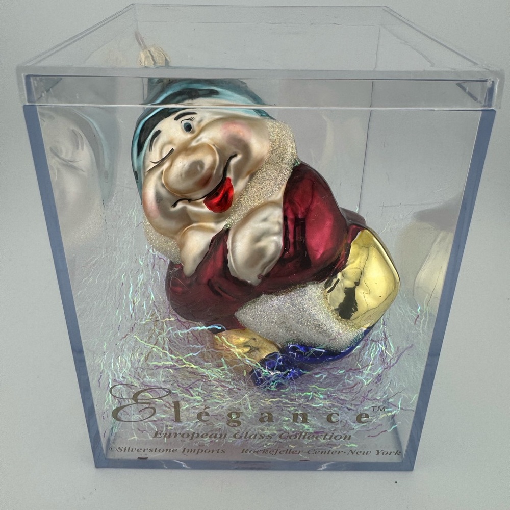 Elegance Glass Collection Dwarf Ornament - Red and Gold vintage
